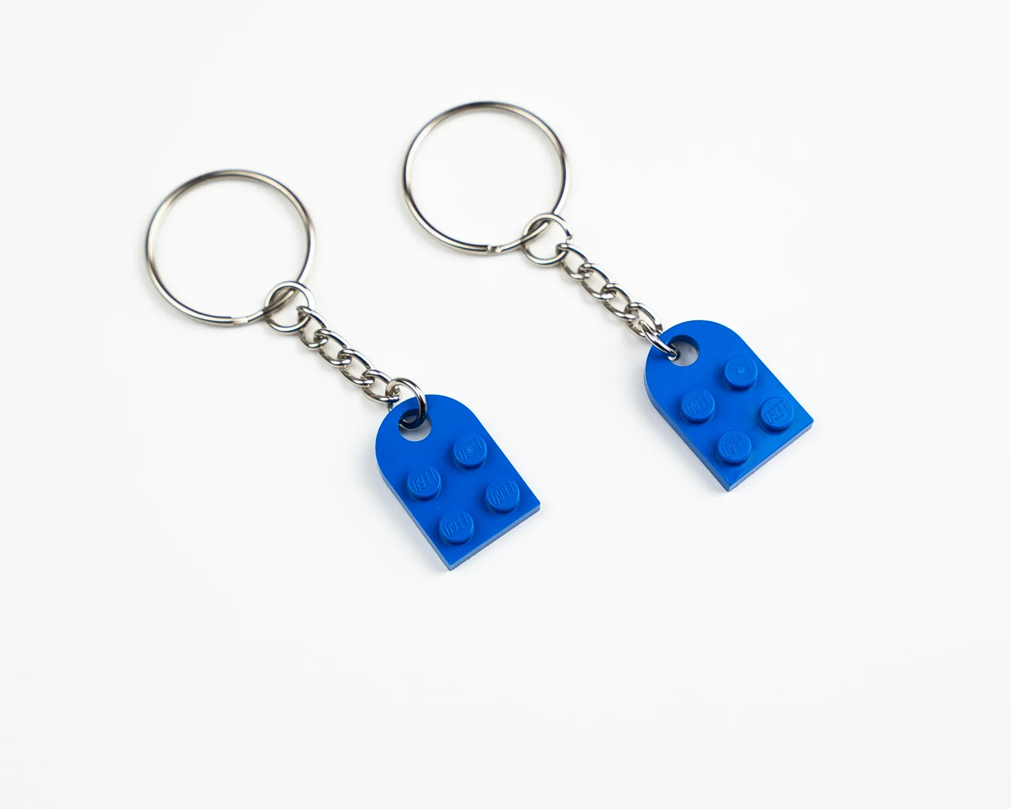 product image of a lego matching heart keychain blue colored